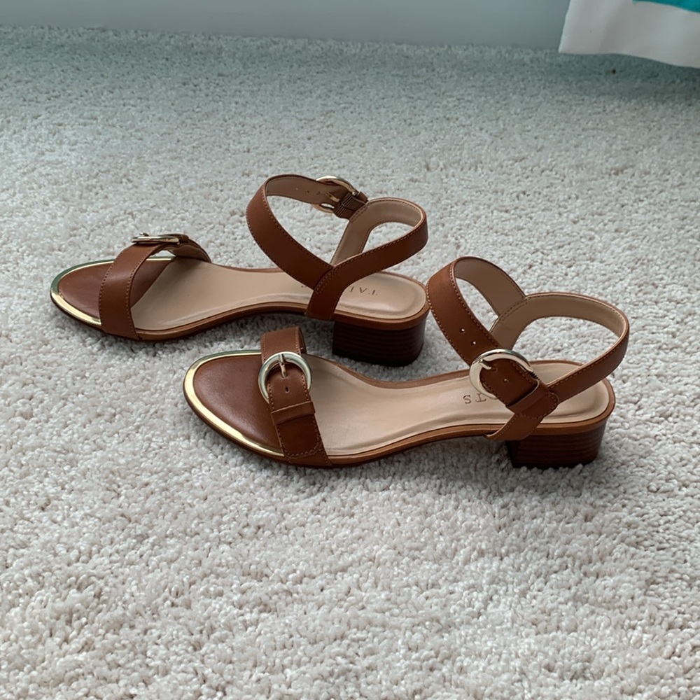 Talbots Brown Leather Adjustable Strap Sandals - image 2